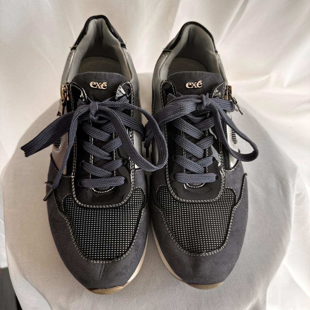 Exe Lace-Up Sneakers with Zipper Accents